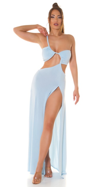 Maxidress with leg slit and Cut Outs Blue